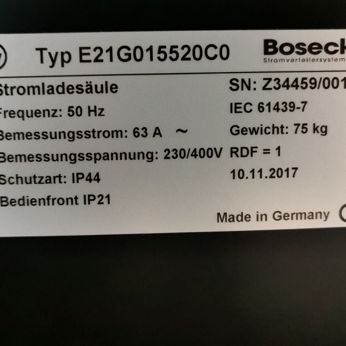 Bosecker Evolution 350 Stromladesäule E21G015520C0 Ladesäule 2x Ladepunkte Typ 2