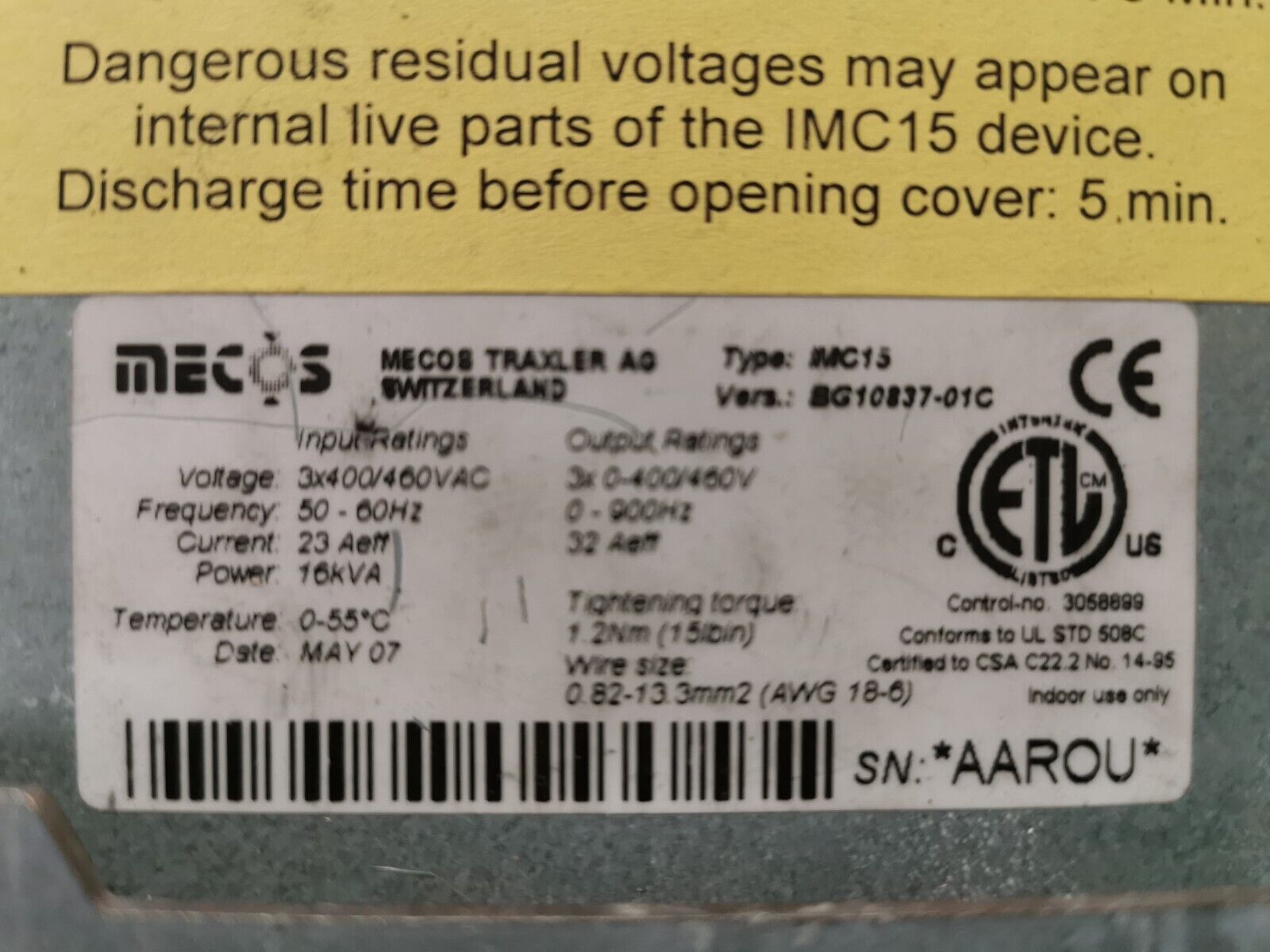 Mecos IMC15 BG1083701C Umrichter Inverter