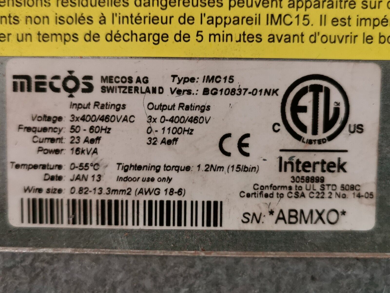 Mecos IMC15 BG10837-01NK Umrichter Inverter