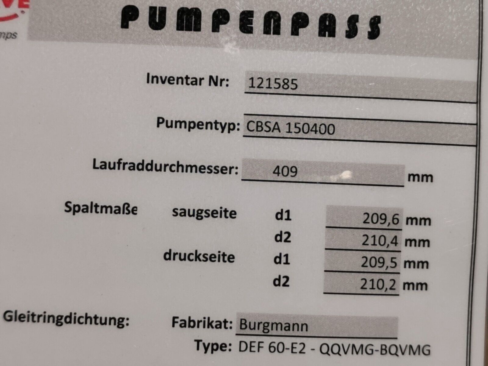 Flowserve Sterling SIHI Spiralgehäusepumpen CBSA 150400 409mm