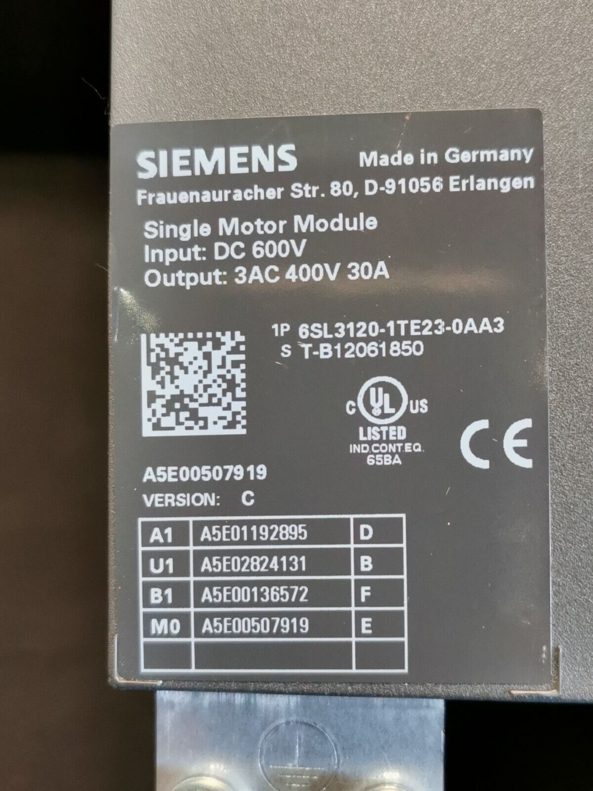 Siemens 6SL3120-1TE23-0AA3