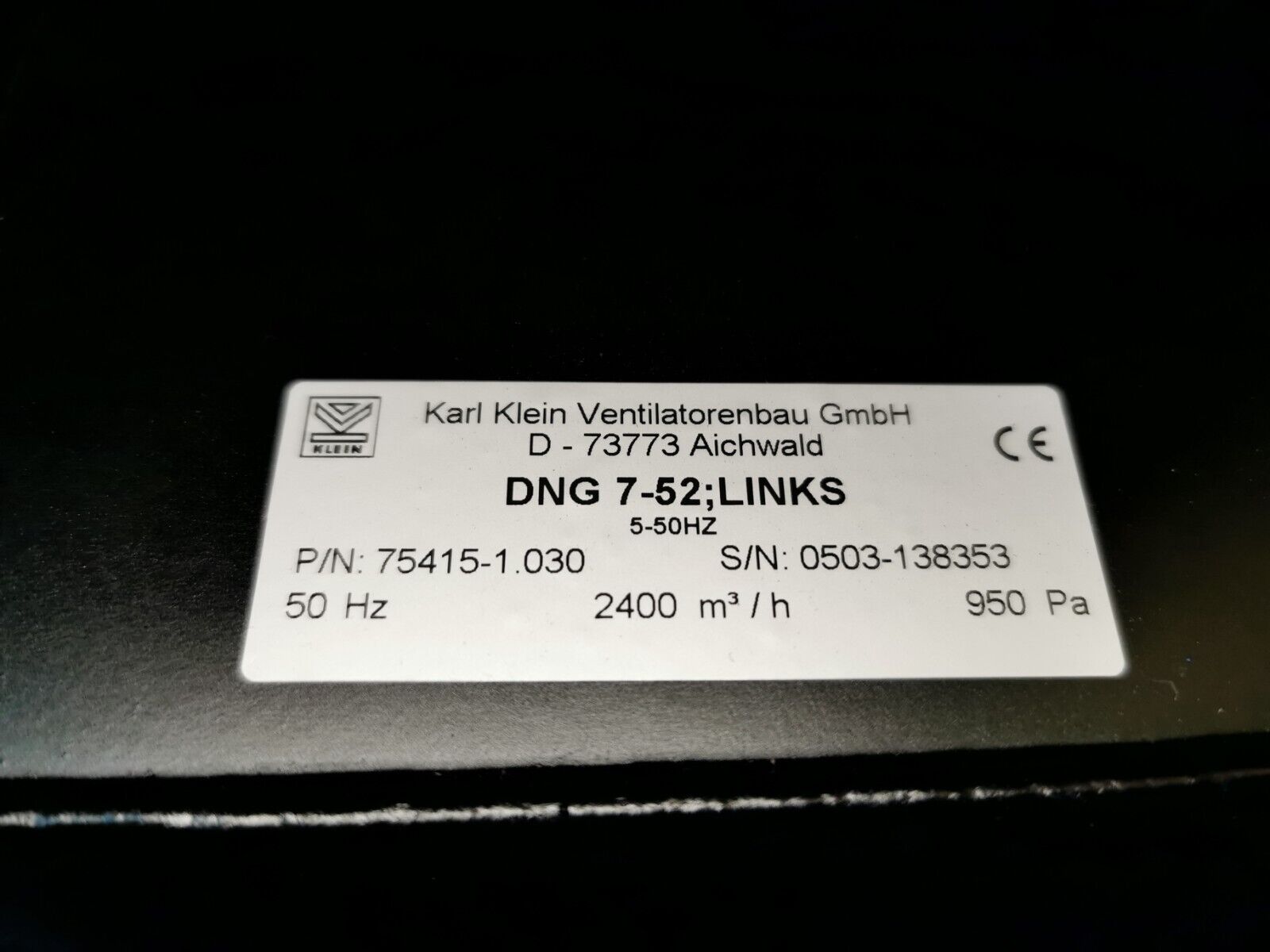 Karl Klein Ventilatorenbau DNG 7-52;LINKS