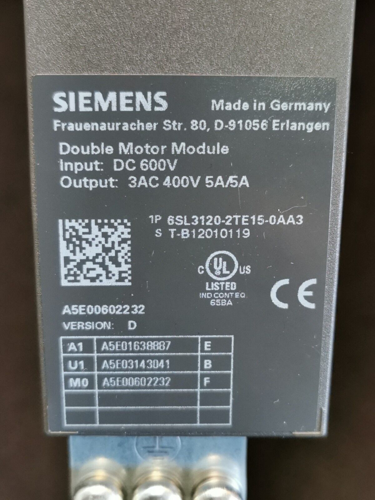 Siemens 6SL3120-2TE15-0AA3