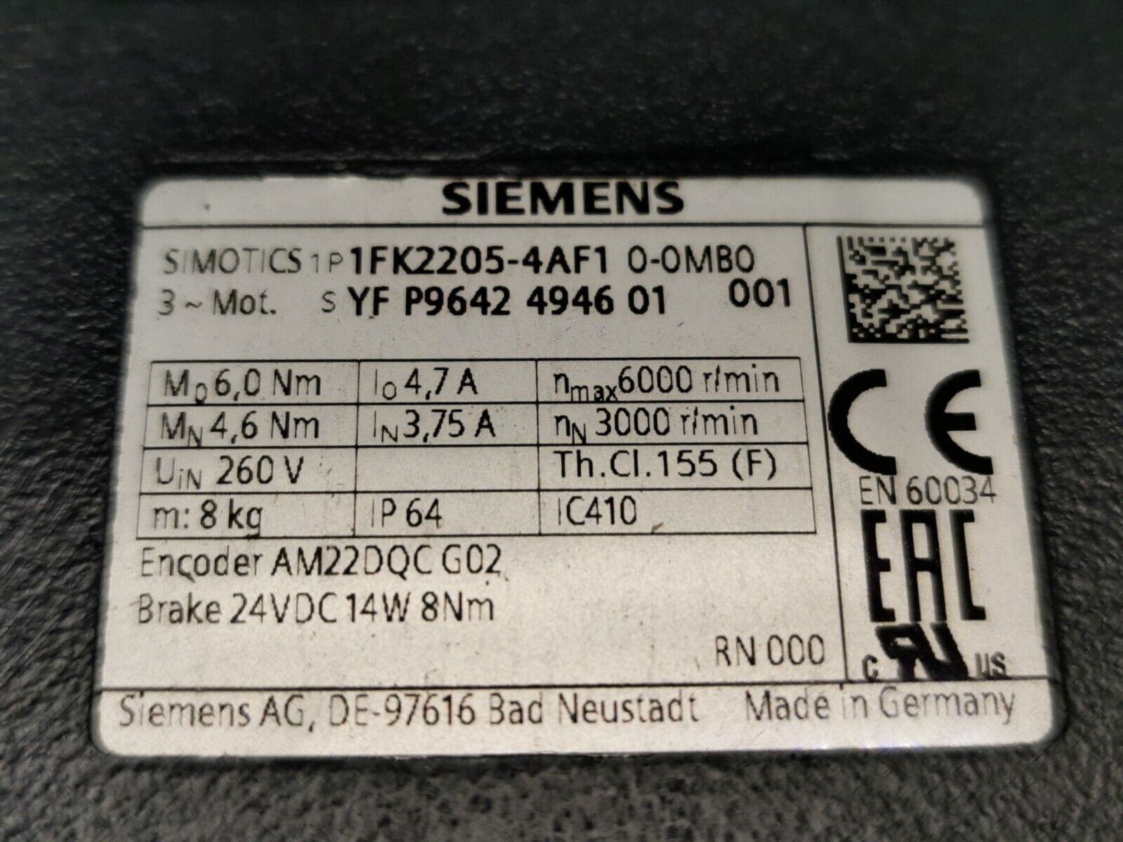 Siemens 1FK2205-4AF10-0MB0