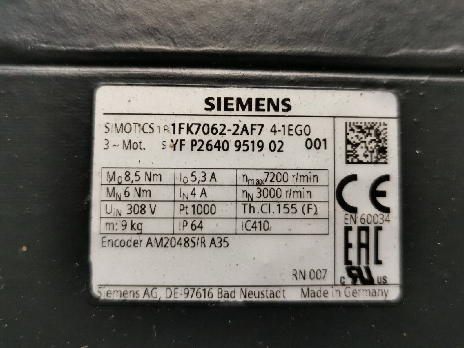 Siemens 1FK7062-2AF74-1EG0