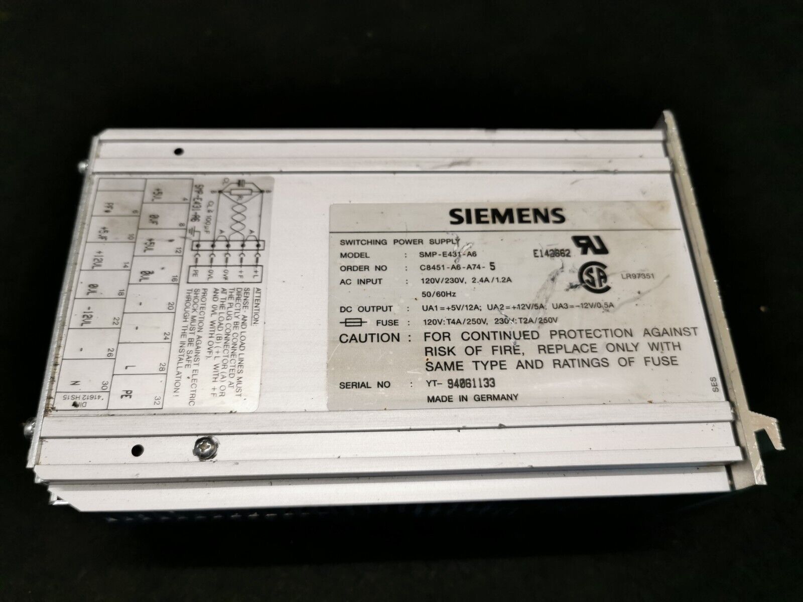 SIEMENS MODEL: SMP-E431-A6 ORDER No: C8451-A6-A74-5