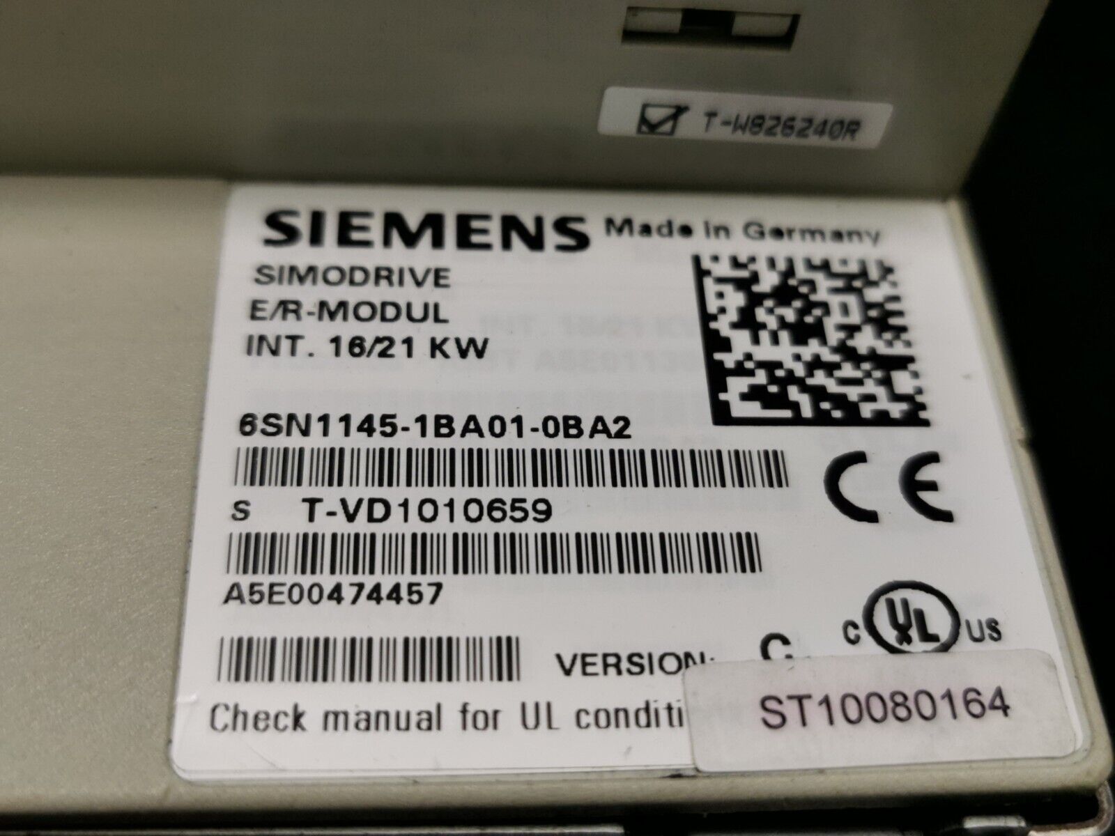 Siemens 6SN1145-1BA01-0BA2 Simodrive 611 E/R-Modul 16/21KW