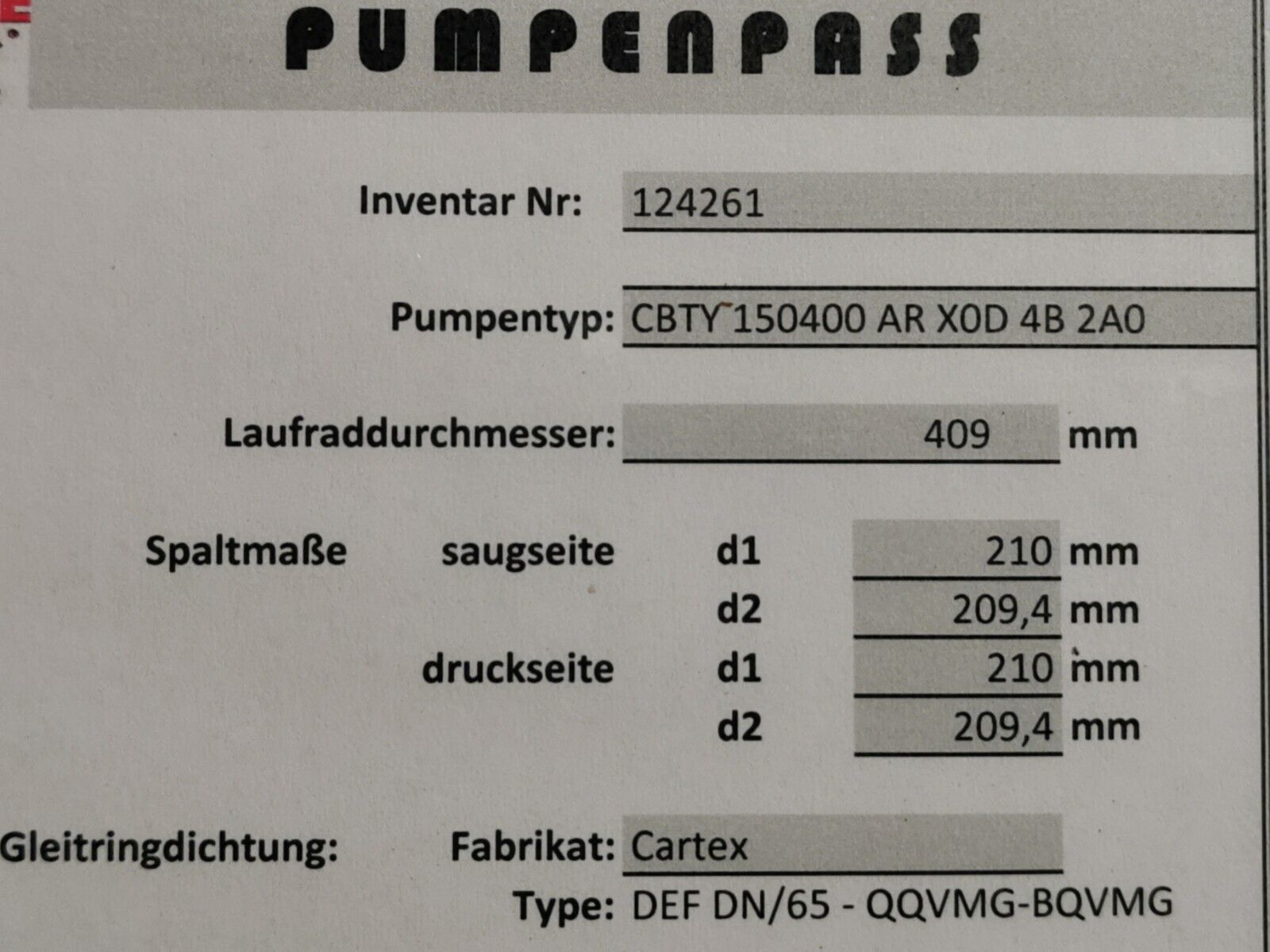 Flowserve Sterling SIHI Spiralgehäusepumpen CBTY 150400 AR X0D 4B 2A0 409mm