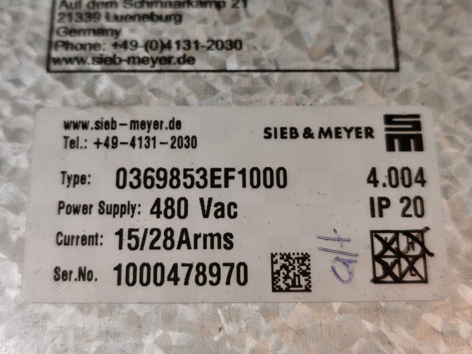 Sieb & Meyer Frequenzumrichter SD2S Typ 0369853EF1000 Version 4.004