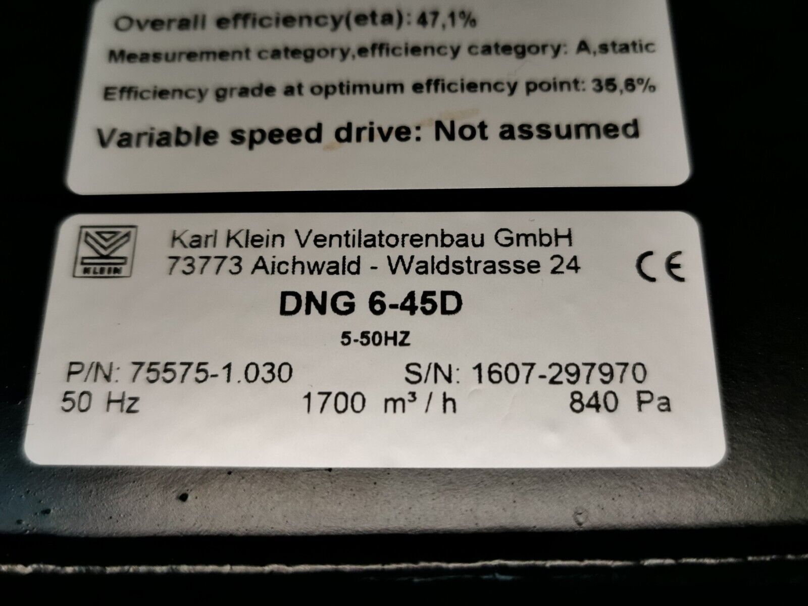 Karl Klein Ventilatorenbau DNG 6-45D